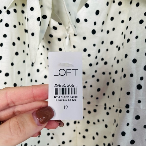 NEW Loft Linen Polka Dot Tie Back Mini Dress - Picture 4 of 9
